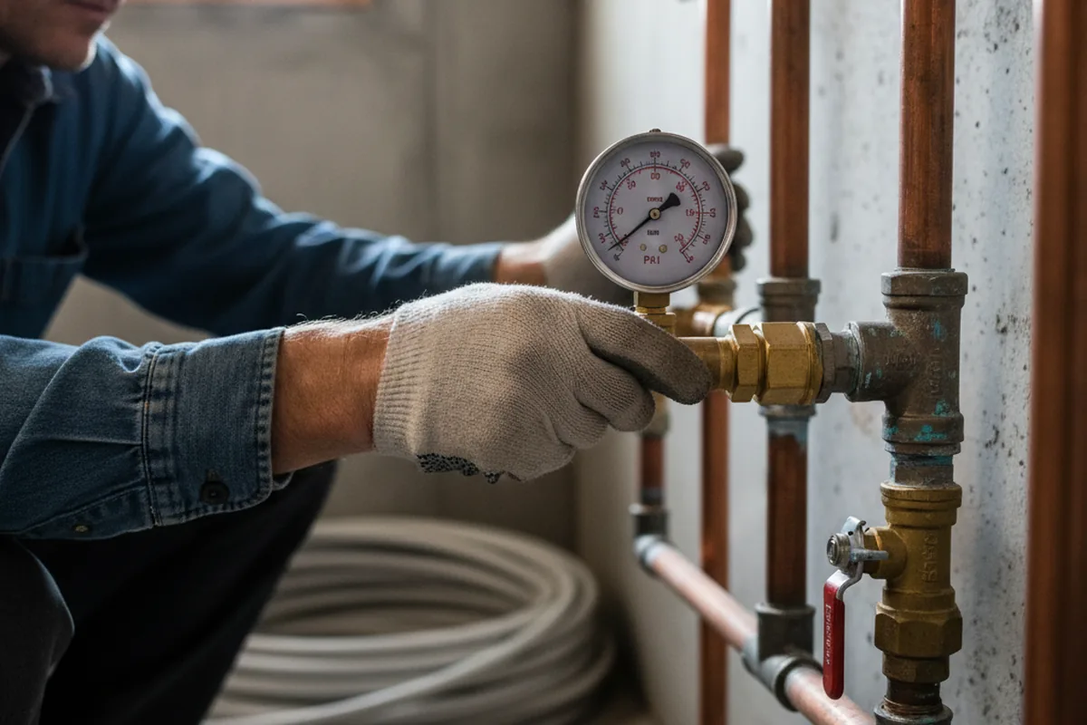 Pressure testing a repaired line during Water Line Repair in Clarkesville